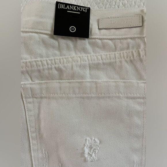 [BLANKNYC] Premium Distressed Antique White Denim Shorts Button Fly SZ 31 NWT - Picture 9 of 11